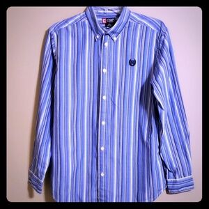 Long sleeve blue striped Chaps button down